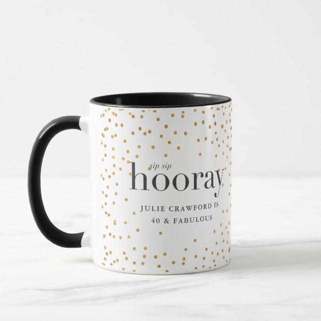 Caneca bebedeira do sip hooray bolinhas de ouro elegante  (Esquerda)