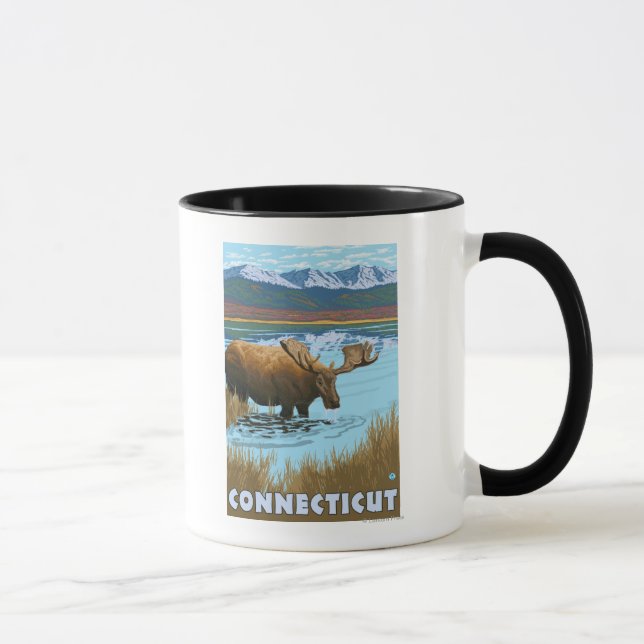 Caneca Bebendo ConnecticutMoose no lago (Direita)