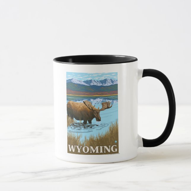 Caneca Bebendo de alce no lago - Wyoming (Direita)