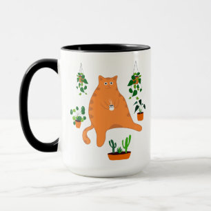 Caneca Bebendo De Gato Engraçado Mata De Café, Gato Com P