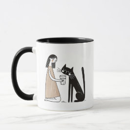 Caneca Bebendo de Gato Preto Misquiívoro do Vidro Humano