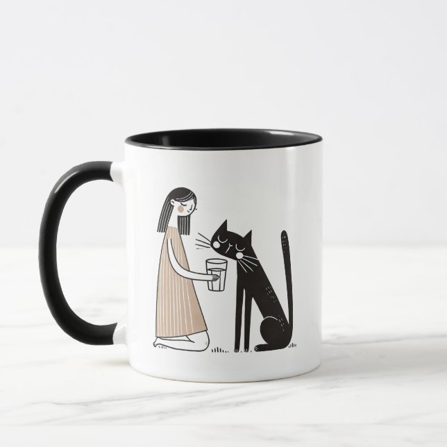 Caneca Bebendo de Gato Preto Misquiívoro do Vidro Humano (Esquerda)