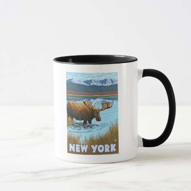Caneca Bebendo New YorkMoose no lago (Direita)