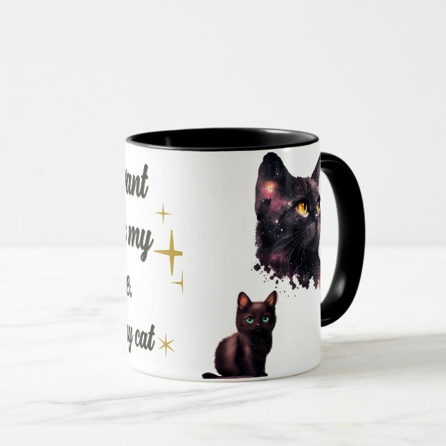 Caneca Beber telhado e gato de estimação (Frente Esquerda)