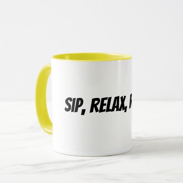 Caneca bebericar, relaxar, repetir (Frente Esquerda)