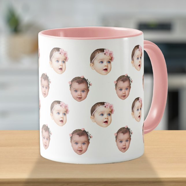 Caneca Bebês Engraçados Família Rostos 2 Fotos (Criador carregado)