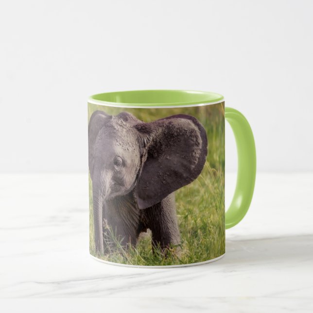 Caneca Bebês Mais Pobres | Baby Elephant Kenya Africa (Frente Esquerda)