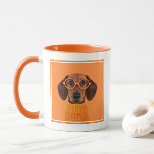 Caneca Bebês Mais Pobres   Suéter de laranja Dachshund