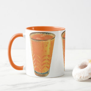 Caneca Bebidas Vintage, Copo de Suco de Laranja no Café d