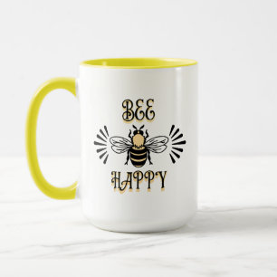 Caneca Bee Happy   Vintage Colors Honey Bee