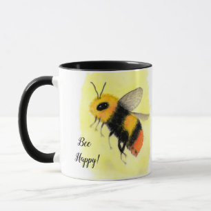 Caneca Bee Happy Watercolor