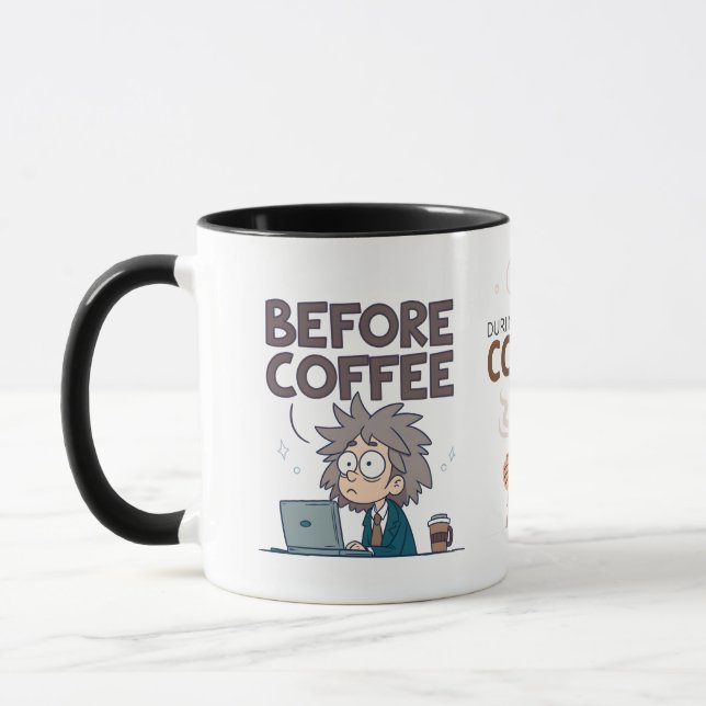 Caneca Before During After Coffee Mood Vector Art (Esquerda)
