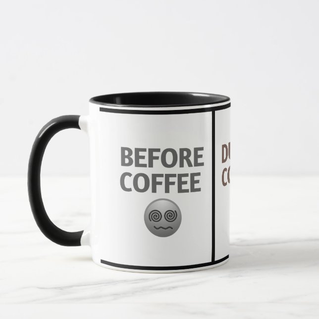 Caneca Before During After Coffee Mood Vector Art (Esquerda)