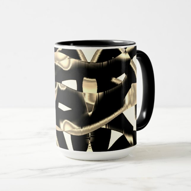 Caneca Beige destruído e restos pretos ou fita em branco (Frente Esquerda)