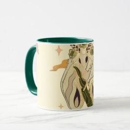 Caneca Beige Fae Moth, Mystical Graphic Trabalho de arte