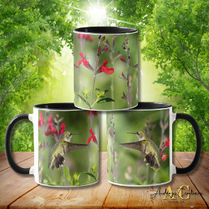 Caneca Beija-flor-de-garganta-rubí "em Salvia Vermelha Ra