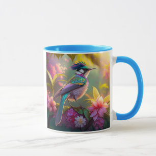 Caneca Beija-flor Fantasia com Asas de Arco-íris e Crista