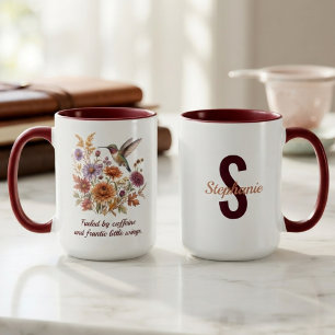 Caneca Beija-flor Flor de Água Botânica Aquarela