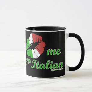 Caneca Beije-me que eu sou fundo preto italiano