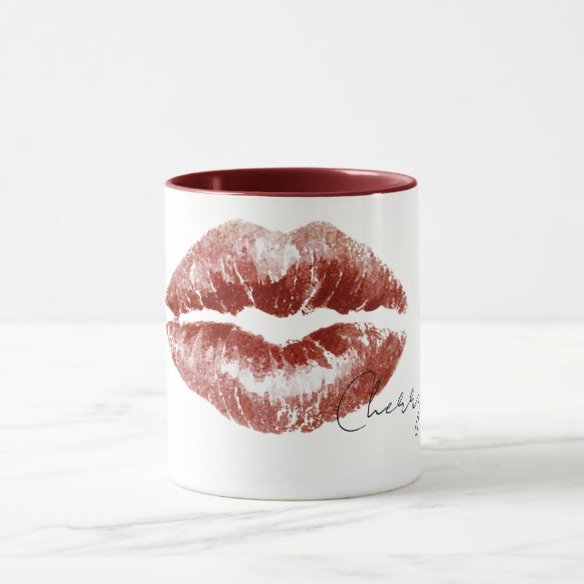 Caneca Beijo de Lábios Cereja Vermelha (Centro)