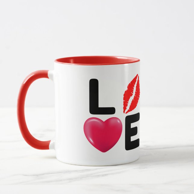 Caneca Beijo e Coração do Dia dos Namorados (Esquerda)