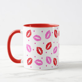 Caneca Beijo, Lábios Rosa e Vermelho, Cama Cerâmica Cardí