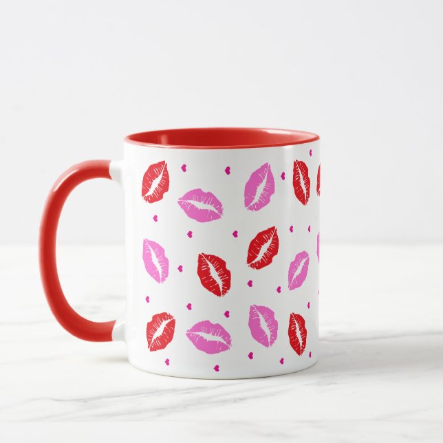Caneca Beijo, Lábios Rosa e Vermelho, Cama Cerâmica Cardí (Esquerda)