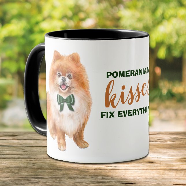 Caneca Beijos da Pomerânia consertam tudo (Criador carregado)