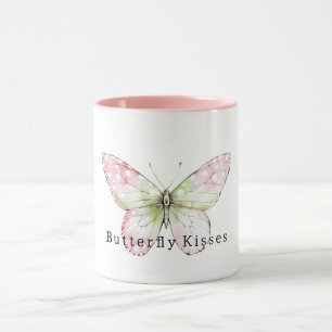 Caneca Beijos de Borboleta de Menta Rosa