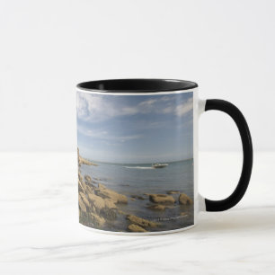 Caneca Beira-mar rochoso com viagem do Motorboat