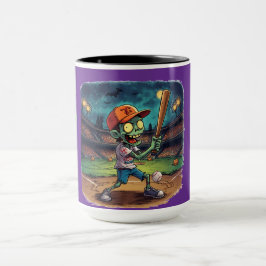 Caneca Beisebol de Halloween, Zumbi,Cérebros Sobre as Bas
