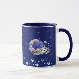 Caneca Beisebol do Dia dos Namorados Cor Azul Fofo
