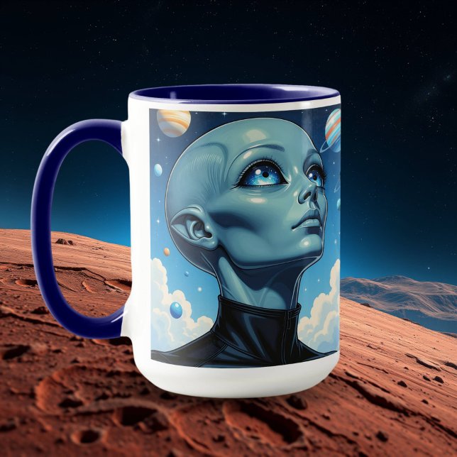 Caneca Bela Alienígena Extraterrestre sendo personalizada (Criador carregado)