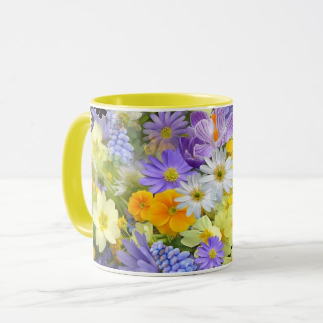 Caneca Bela Array de Flores Coloridas (Frente Esquerda)