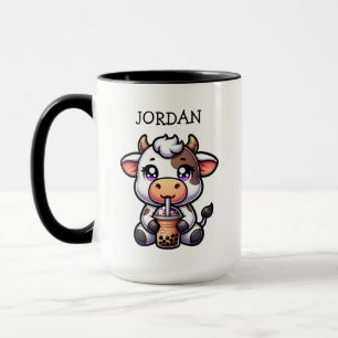 Caneca Bela Bebendo de Vaca Boba Kawaii