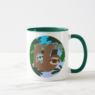 Caneca Bela Caricatura Mãe Lama E Bebê