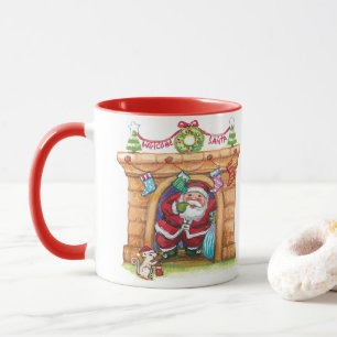 Caneca Bela Cartoon Jolly Papai Noel Abaixo Chaminé
