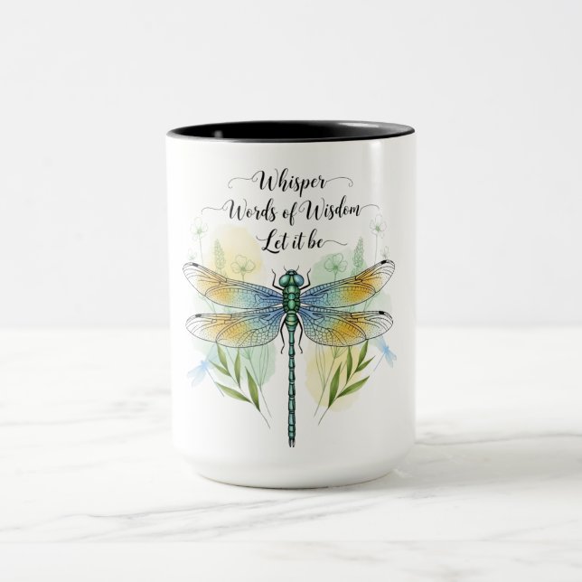 Caneca Bela Citação Inspiradora de Libélula (Centro)