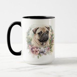 CANECA BELA COR DA ÁGUA TAN PUG DOG FACE