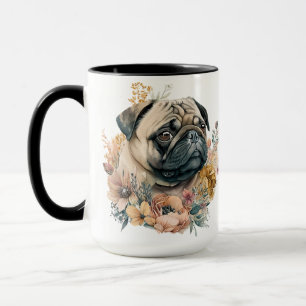 CANECA BELA COR DA ÁGUA TAN PUG DOG FACE