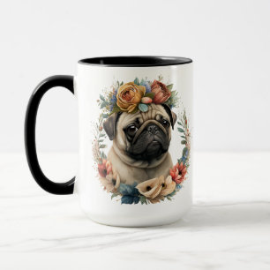 CANECA BELA COR DA ÁGUA TAN PUG DOG FACE
