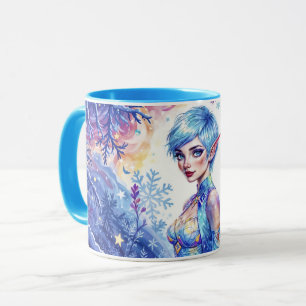 Caneca Bela elfo de inverno encantou arte rainha da geada
