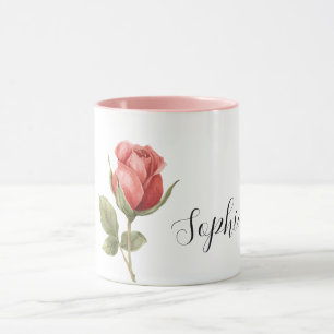 Caneca Bela Flor de Rosa Vermelha Romântica