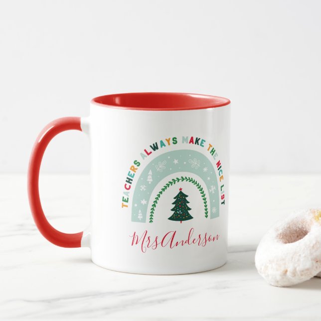 Caneca Bela oferta de arco-íris de Natal (Com Donut)