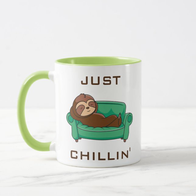 Caneca Bela preguiça Engraçada Só Chillin (Esquerda)