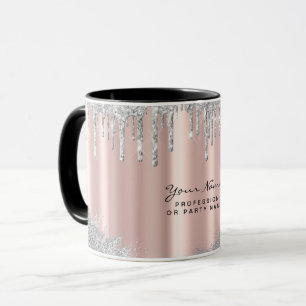 Caneca Bela Rosa de Prata Dourada Glitter Drives Personal
