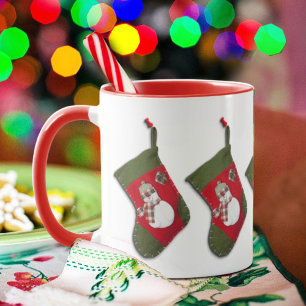 Caneca Bela Xadrez de Snowman Meia-Natal