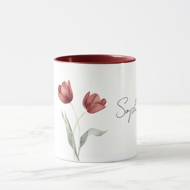 Caneca Belas Flores de Tulipa Vermelhas (Centro)