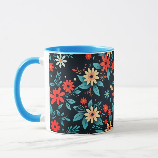 Caneca Belas Flores Padrão Floral (Esquerda)