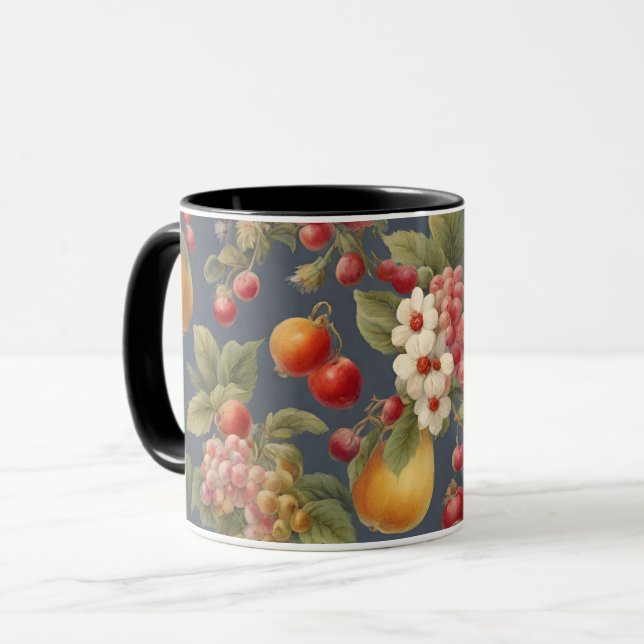Caneca Belas Frutas e Flores. Estilo francês (Frente Esquerda)